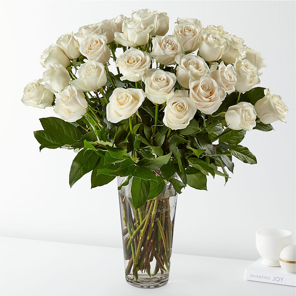 Long Stem White Rose Bouquet – Village Bloom Florist, Folsom LA