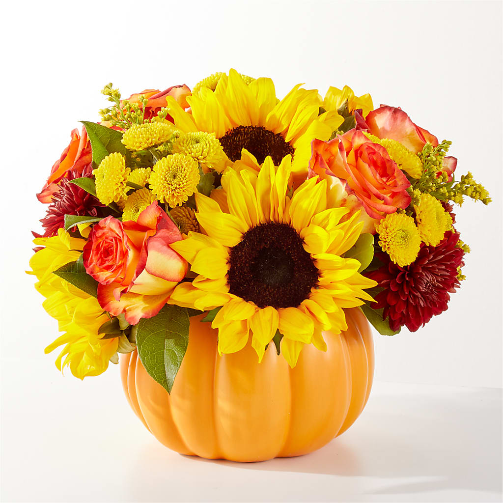 Golden Gourd Pumpkin Bouquet – Village Bloom Florist, Folsom LA