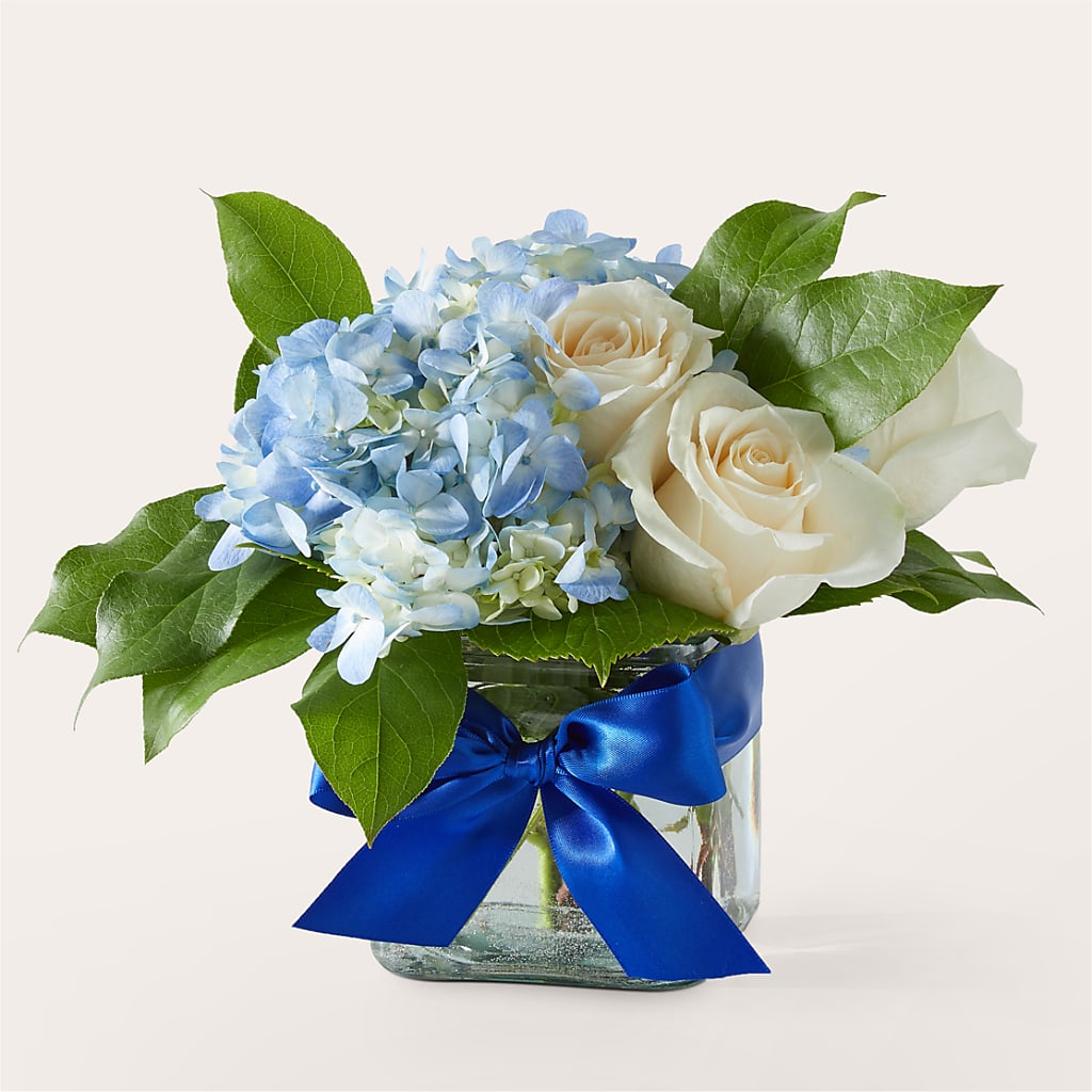 Sky Blue Delight Bouquet – Village Bloom Florist, Folsom LA