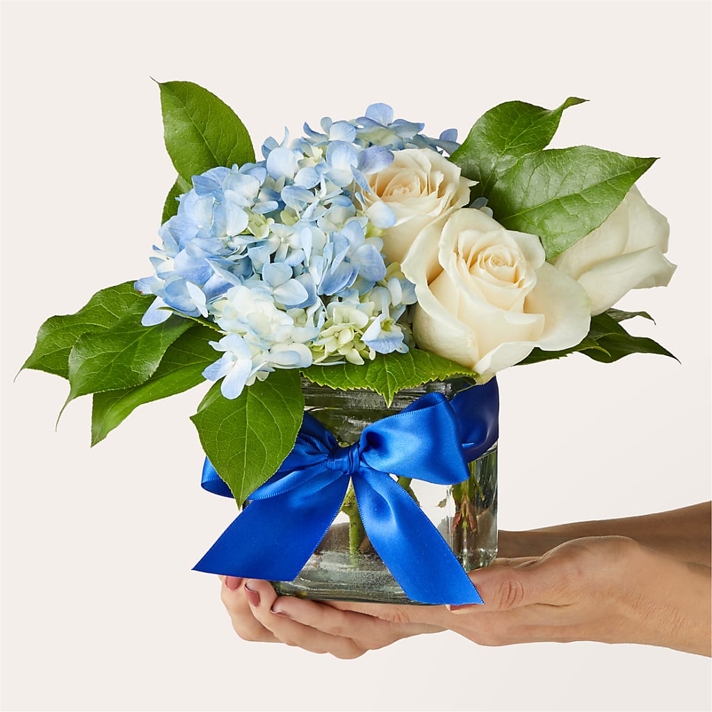 Sky Blue Delight Bouquet – Village Bloom Florist, Folsom LA