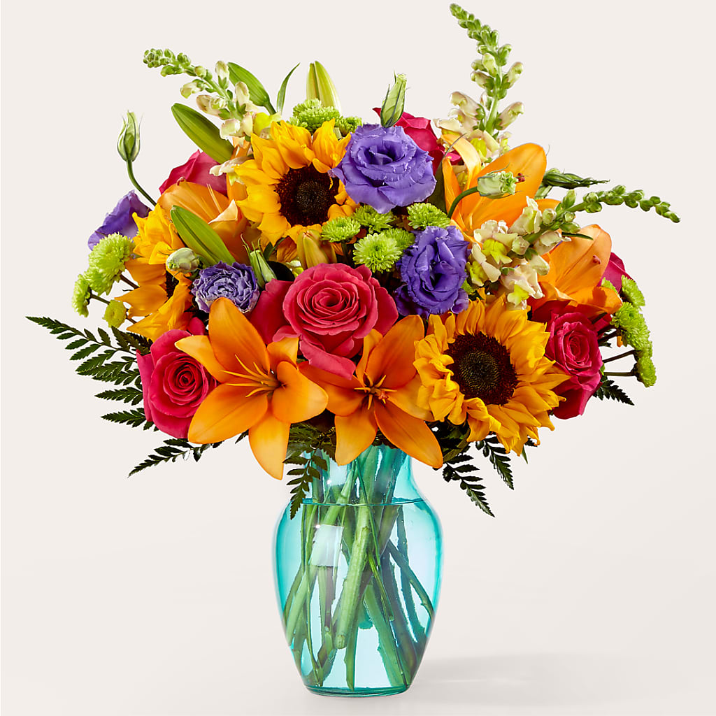 Double Rainbow Bouquet – Village Bloom Florist, Folsom LA