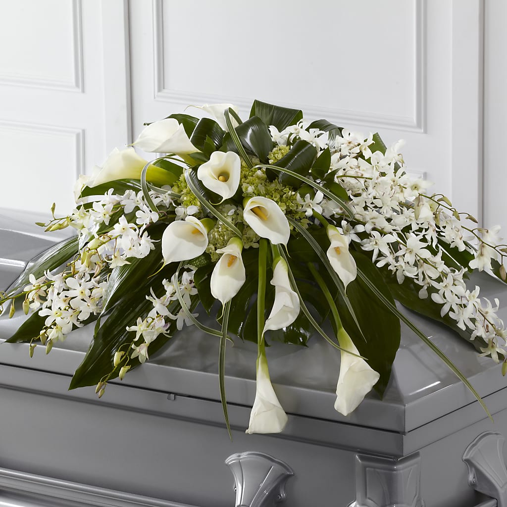 Angel Wings Casket Spray – Village Bloom Florist, Folsom LA