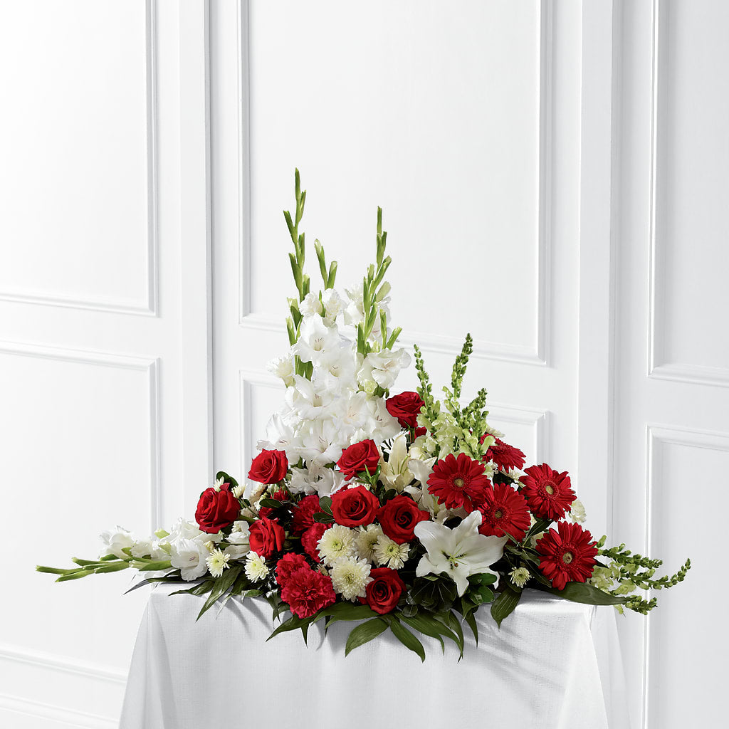 Crimson & White Arrangement – Village Bloom Florist, Folsom LA