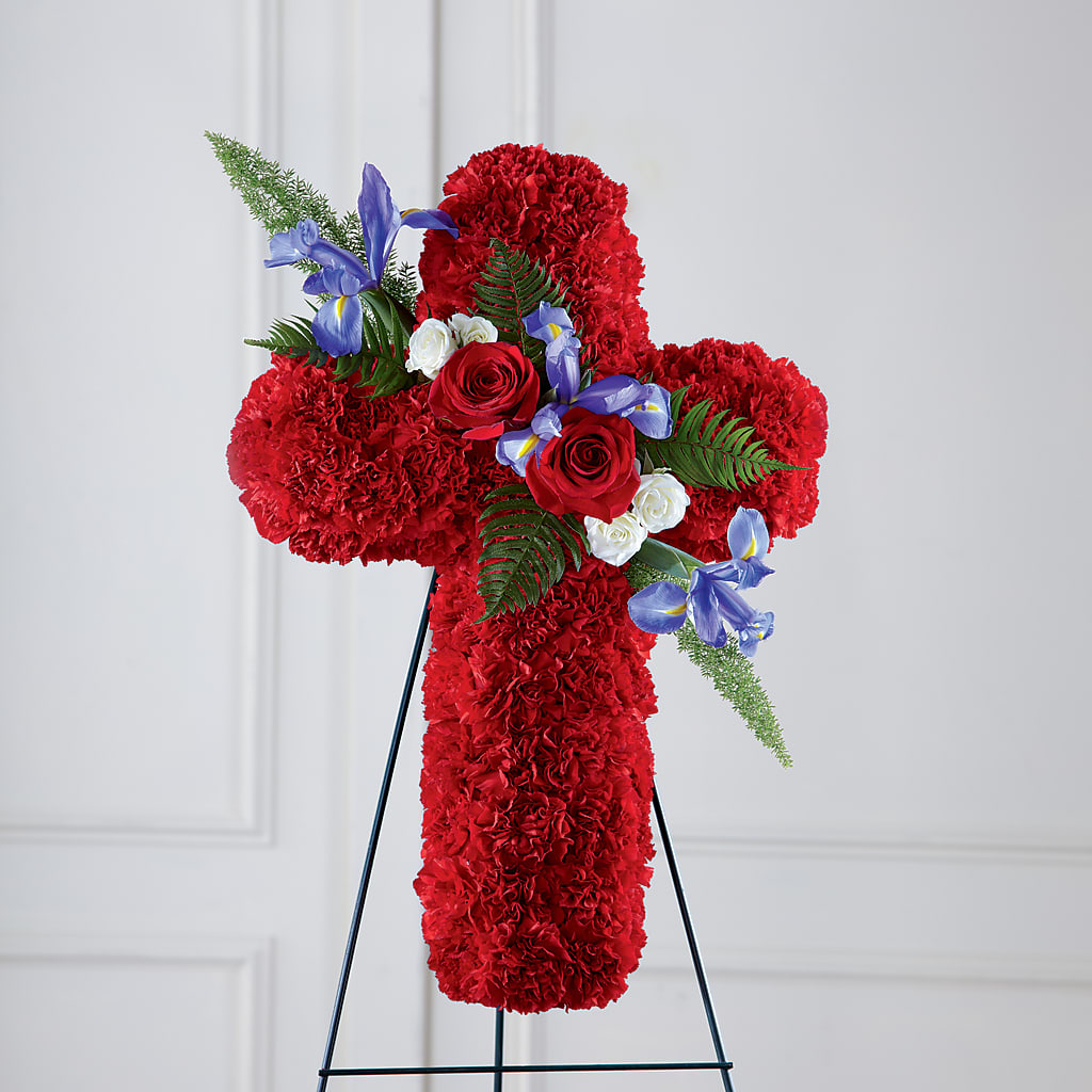 Faithful Hero Floral Cross – Village Bloom Florist, Folsom LA