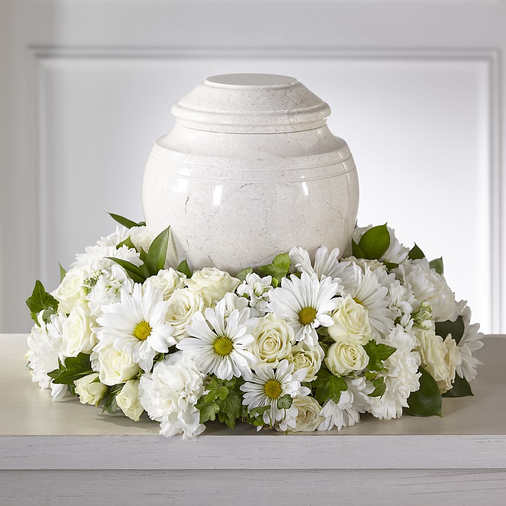 Ivory Gardens Cremation Adornment – Village Bloom Florist, Folsom LA