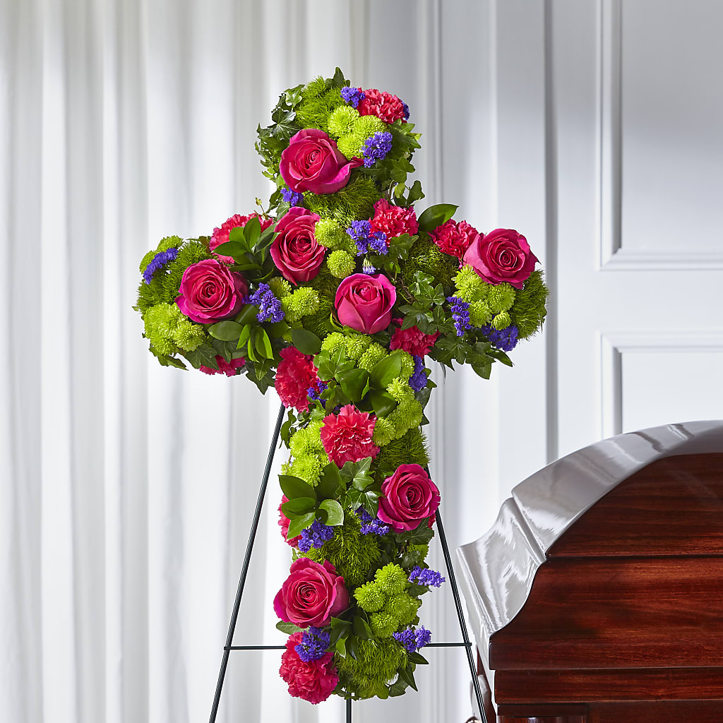 Tribute Rose Floral Cross – Village Bloom Florist, Folsom LA