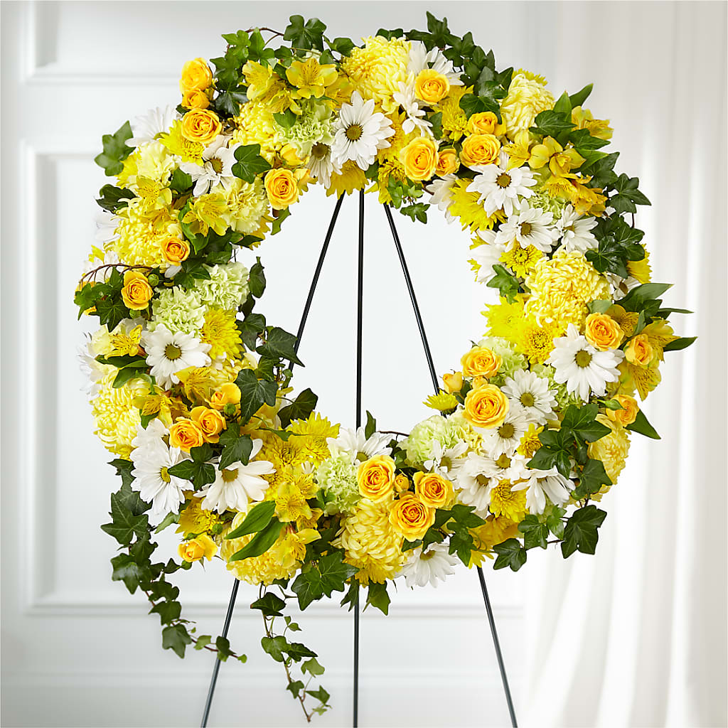 Golden Remembrance Wreath – Village Bloom Florist, Folsom LA