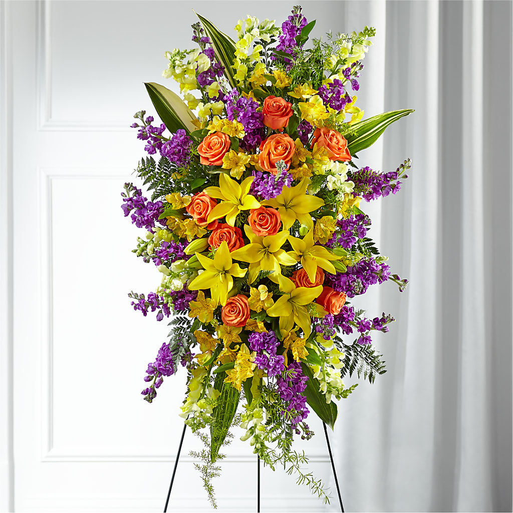 Thoughtful Prayers Standing Spray – Village Bloom Florist, Folsom LA