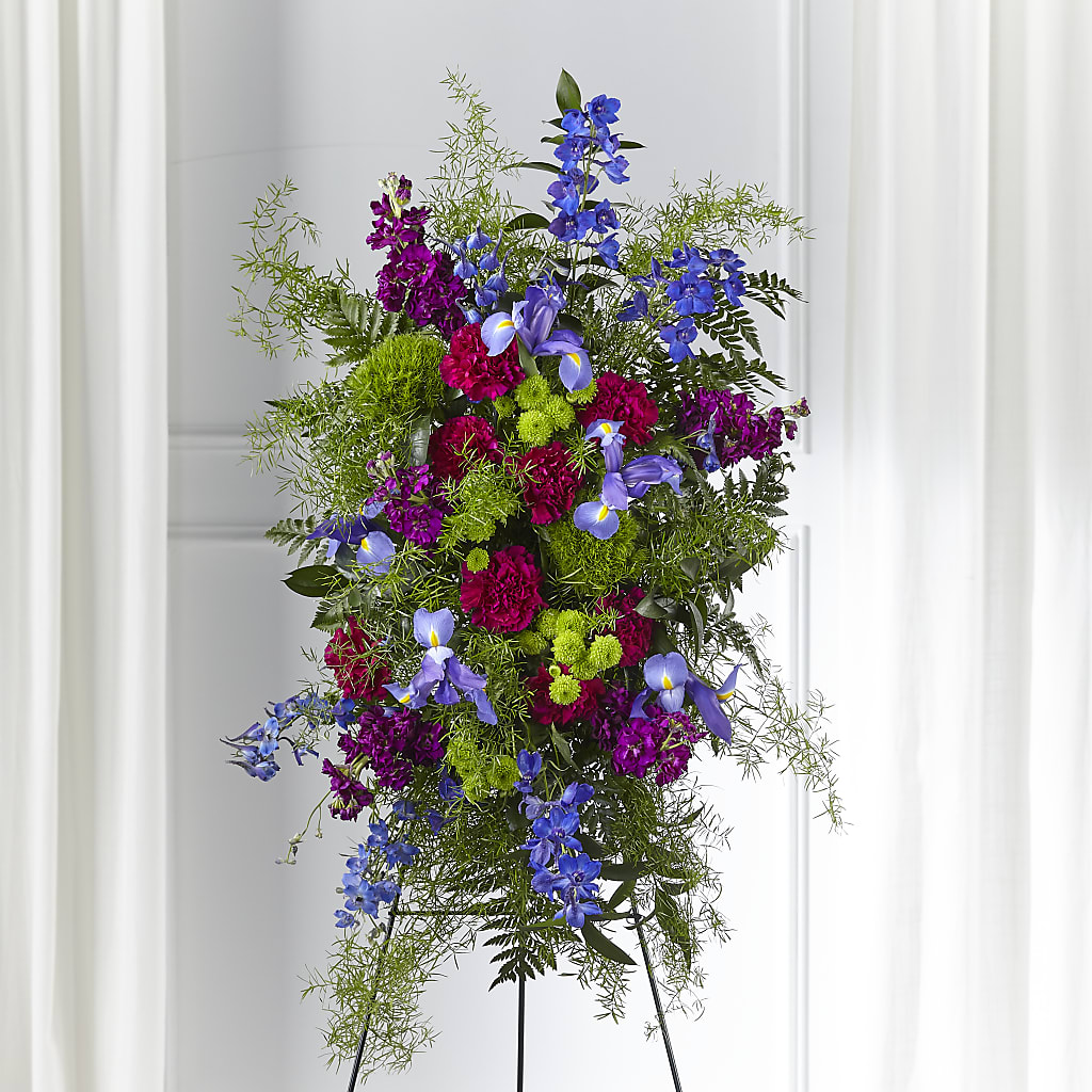 Heavenly Skies Standing Spray – Village Bloom Florist, Folsom LA