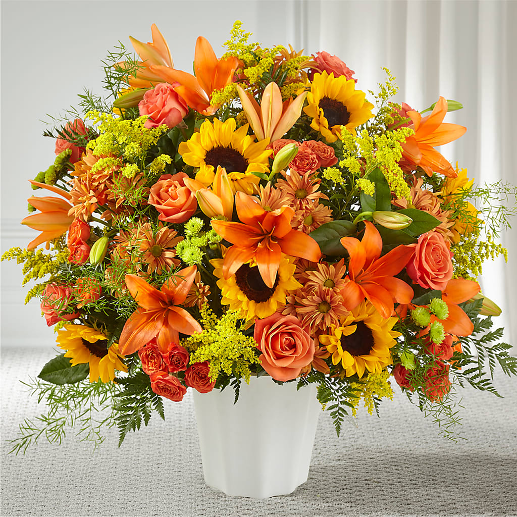 Harvest Thoughts Floor Basket – Village Bloom Florist, Folsom LA