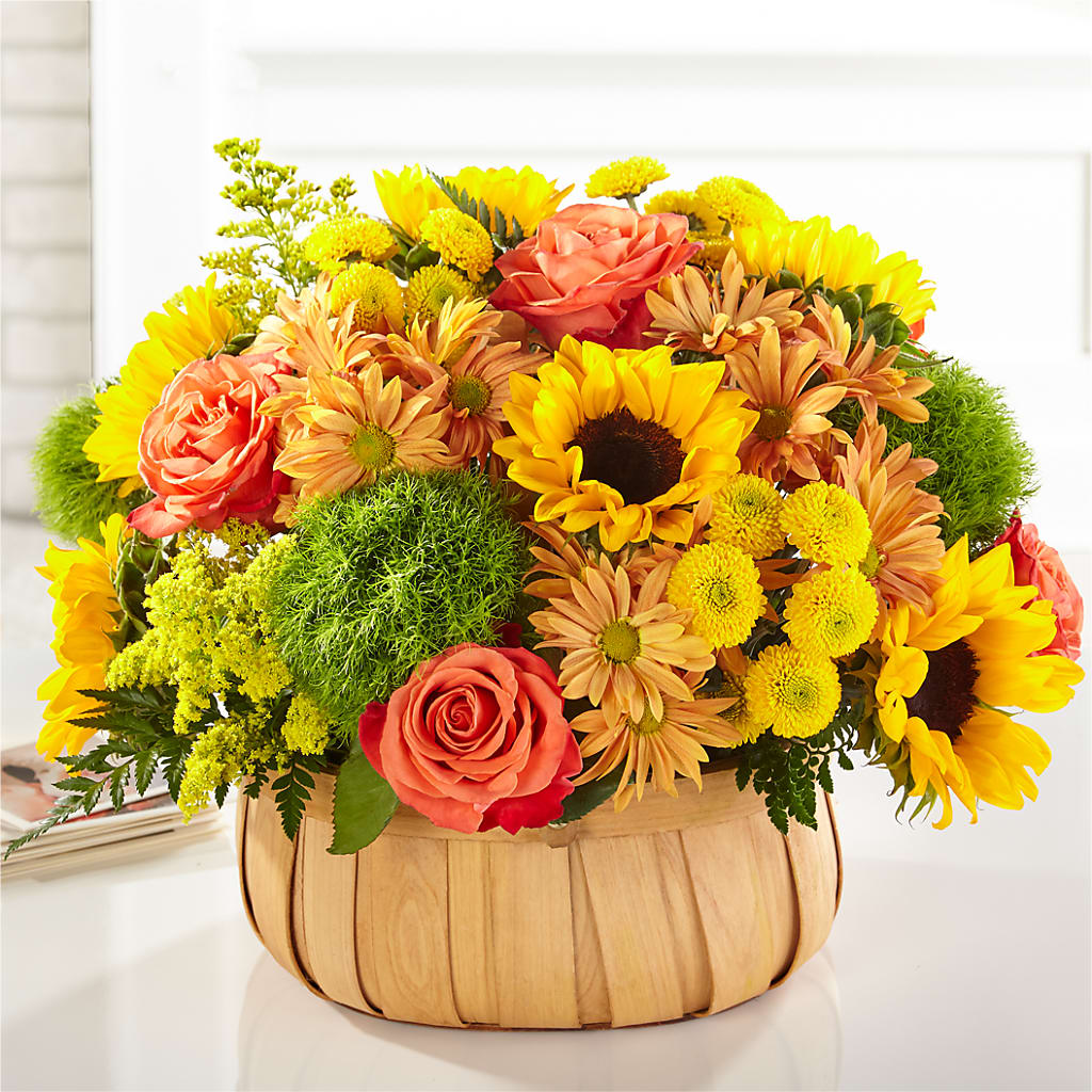 Harvest Sunflower Basket – Village Bloom Florist, Folsom LA