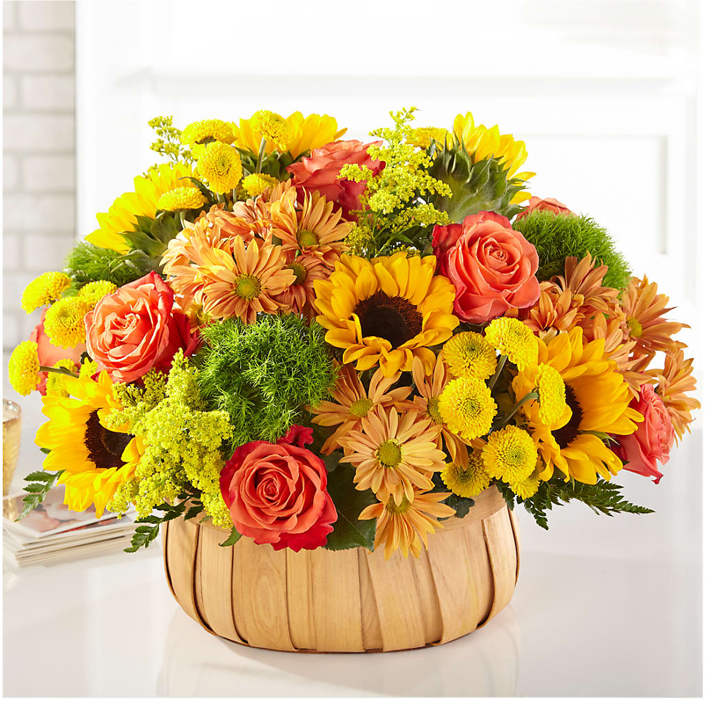 Harvest Sunflower Basket – Village Bloom Florist, Folsom LA