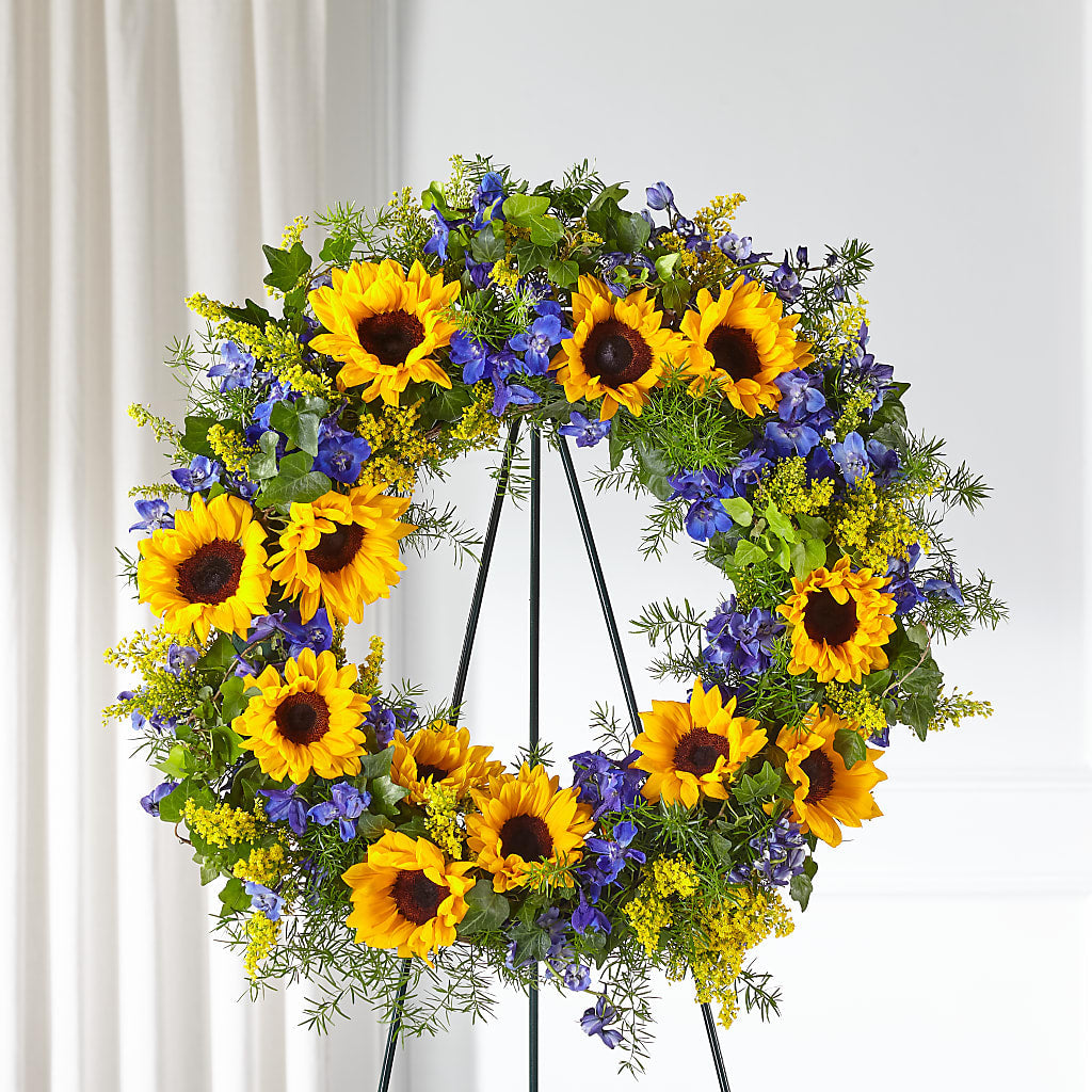 Bright Rays Wreath – Village Bloom Florist, Folsom LA