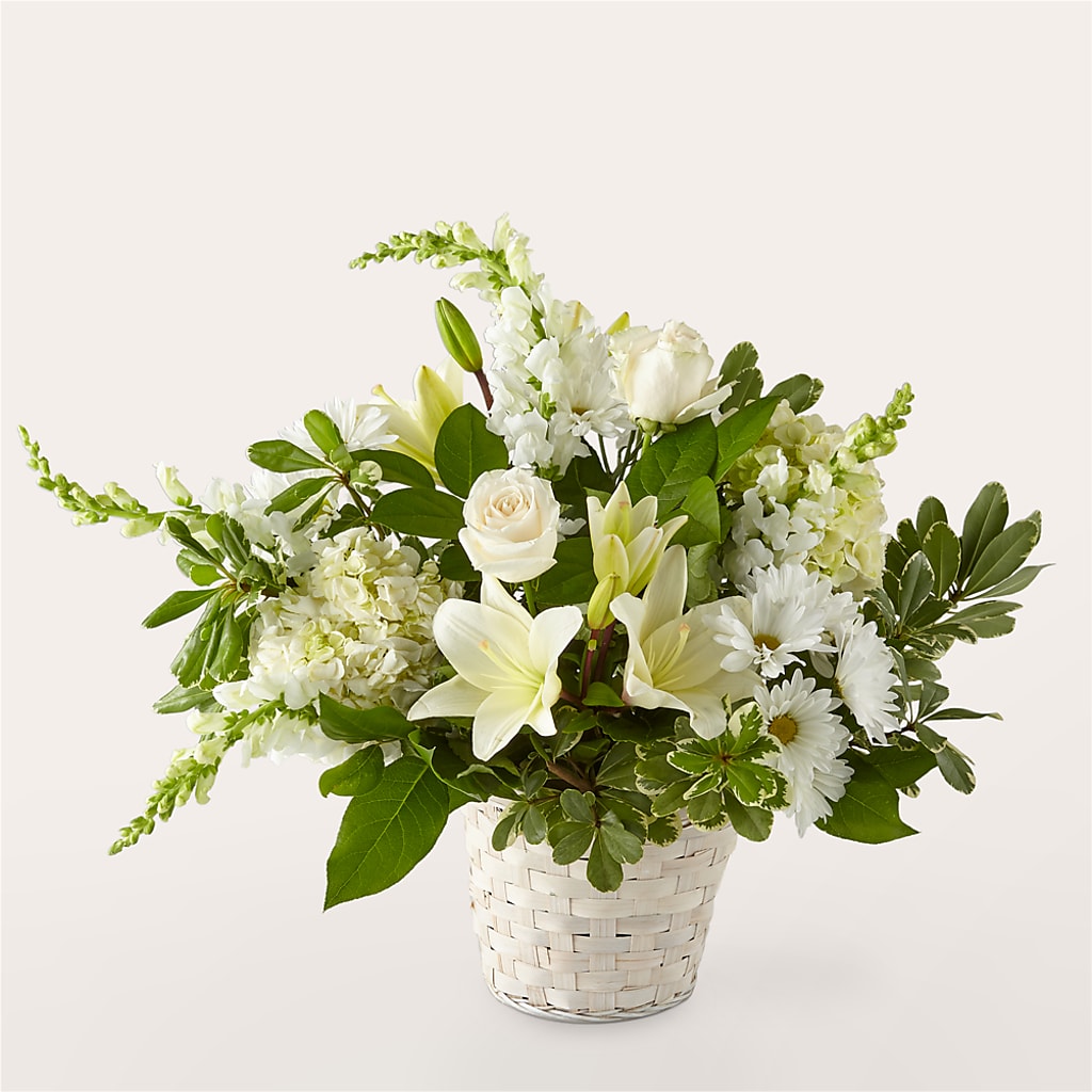 Ivory Elegance Floral Basket – Village Bloom Florist, Folsom LA
