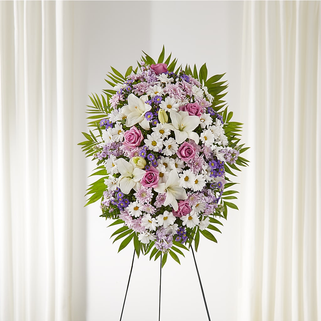 Surrounded by Love Standing Spray – Village Bloom Florist, Folsom LA