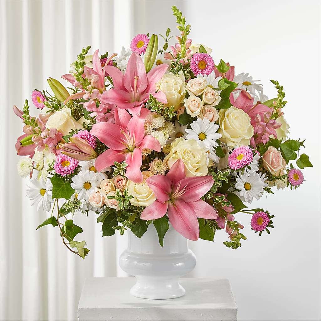 Empathetic Blooms Urn Arrangement – Village Bloom Florist, Folsom LA