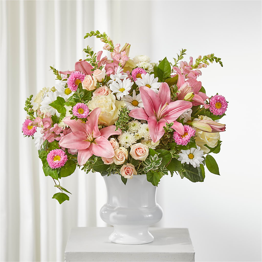 Empathetic Blooms Urn Arrangement – Village Bloom Florist, Folsom LA