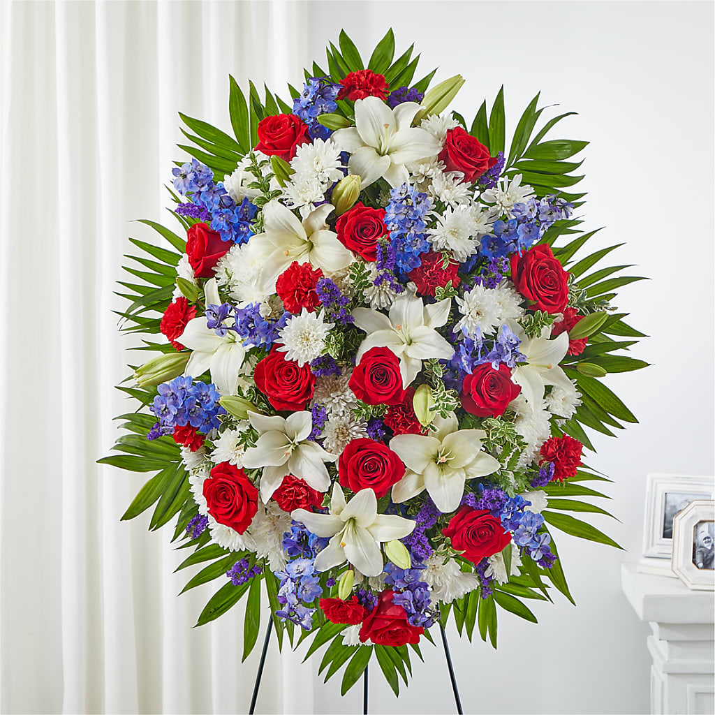 Cherished Service Standing Spray – Village Bloom Florist, Folsom LA