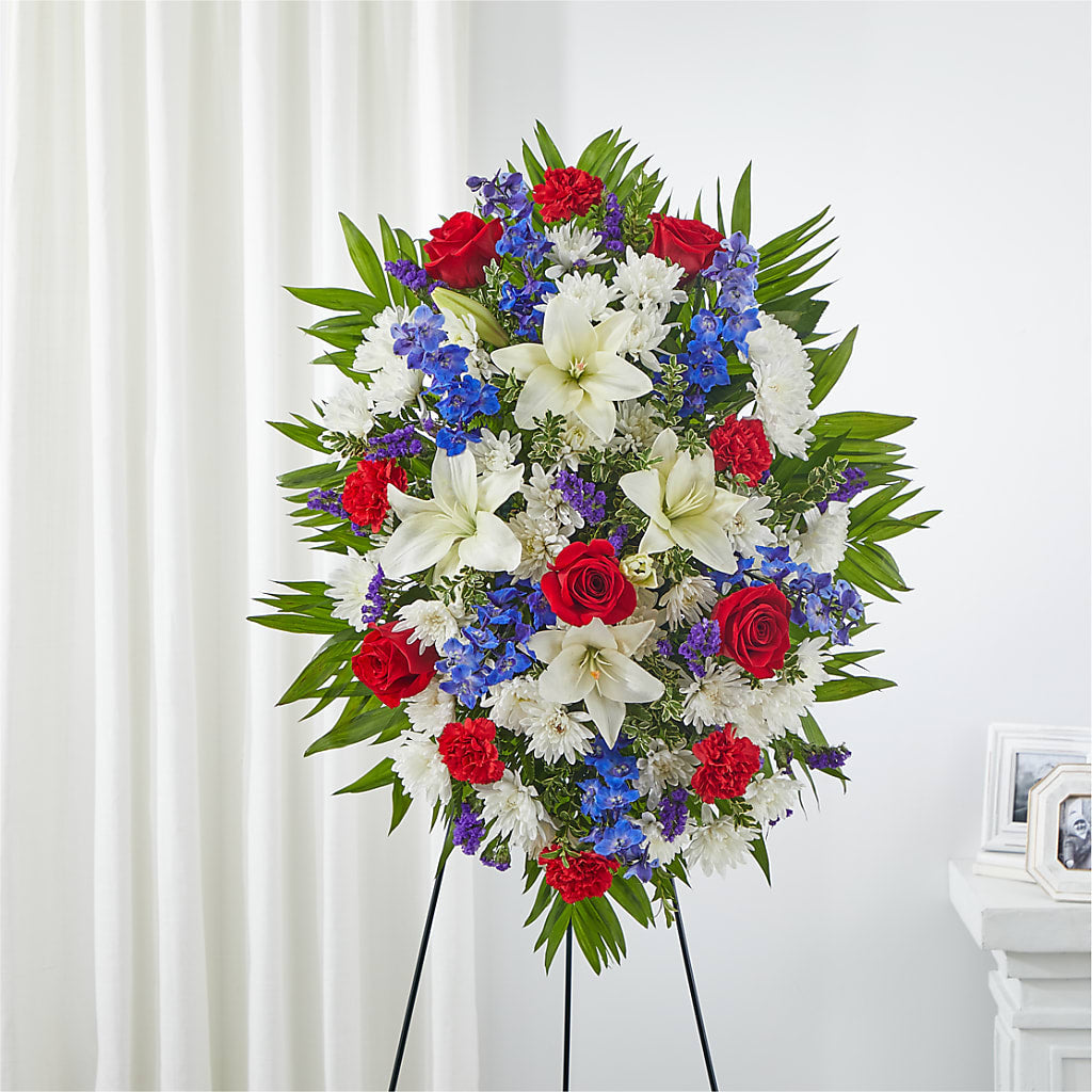 Cherished Service Standing Spray – Village Bloom Florist, Folsom LA
