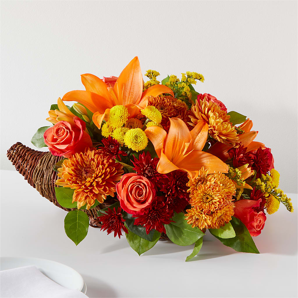 Bouquet of Blessings Cornucopia – Village Bloom Florist, Folsom LA