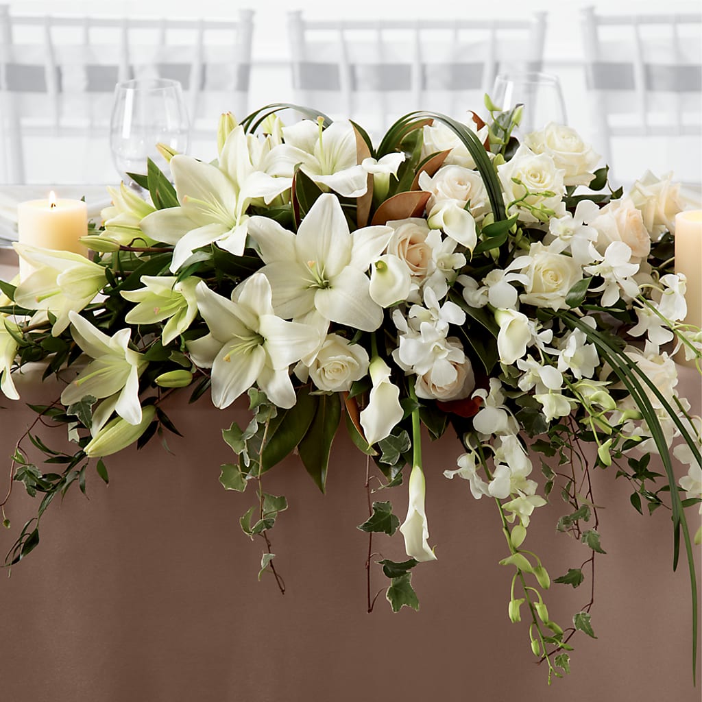 White Linen Arrangement – Village Bloom Florist, Folsom LA