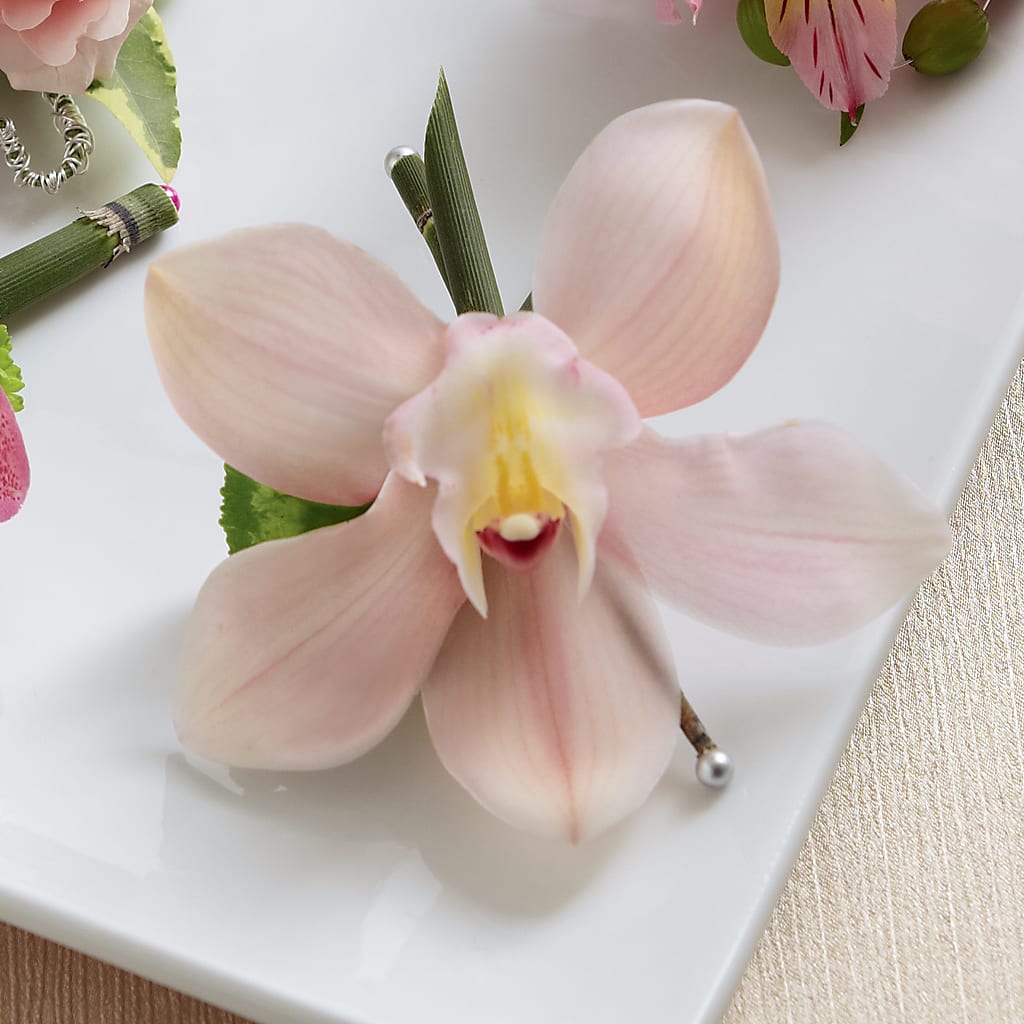 Pink Cymbidium Boutonniere – Village Bloom Florist, Folsom LA