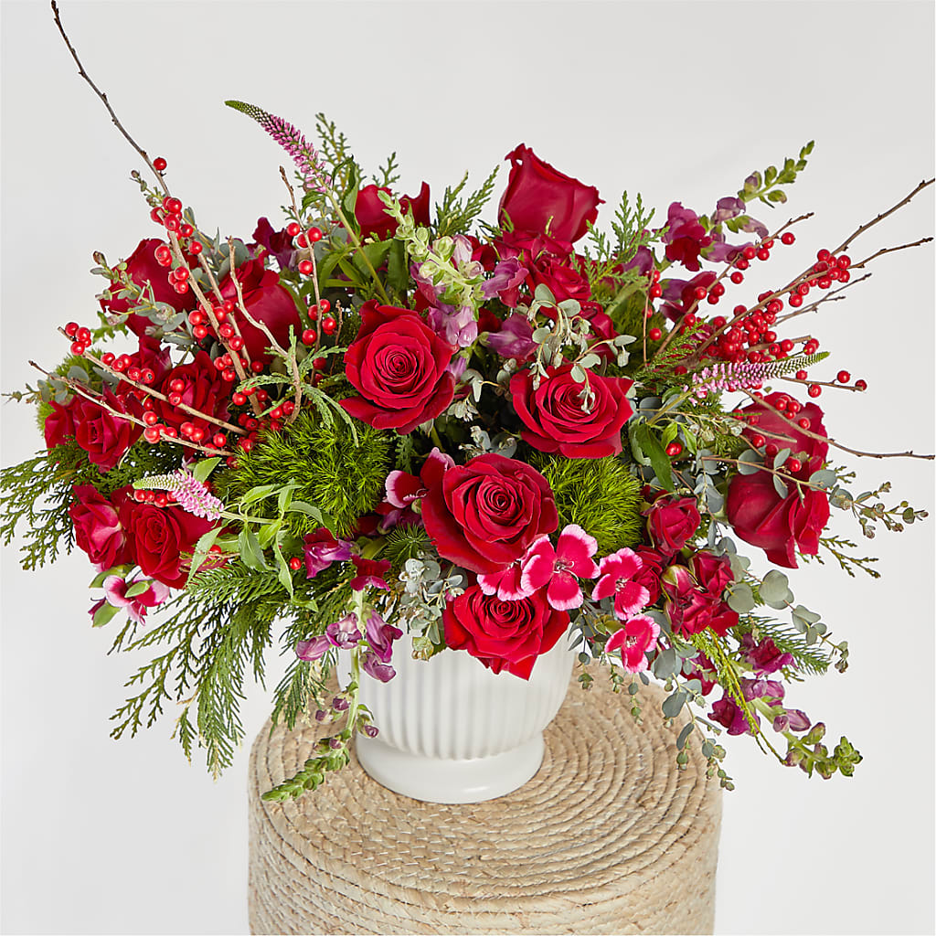Big Red Bow Bouquet –  Village Bloom Florist, Folsom LA