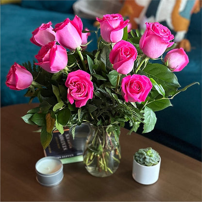 Long Stem Pink Rose Bouquet –  Village Bloom Florist, Folsom LA