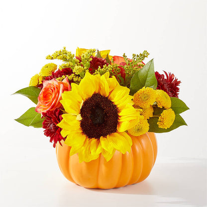 Golden Gourd Pumpkin Bouquet –  Village Bloom Florist, Folsom LA