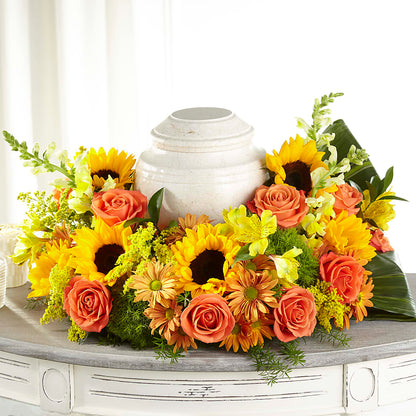 Faithful Sunflower Cremation Adornment –  Village Bloom Florist, Folsom LA