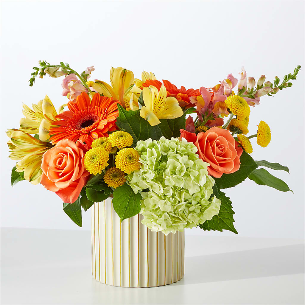 Autumn Sunshine Bouquet with Ivory Vase –  Village Bloom Florist, Folsom LA