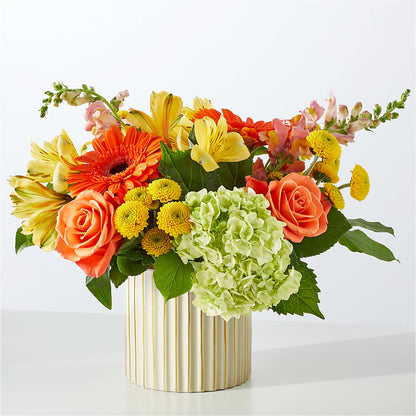 Autumn Sunshine Bouquet with Ivory Vase –  Village Bloom Florist, Folsom LA
