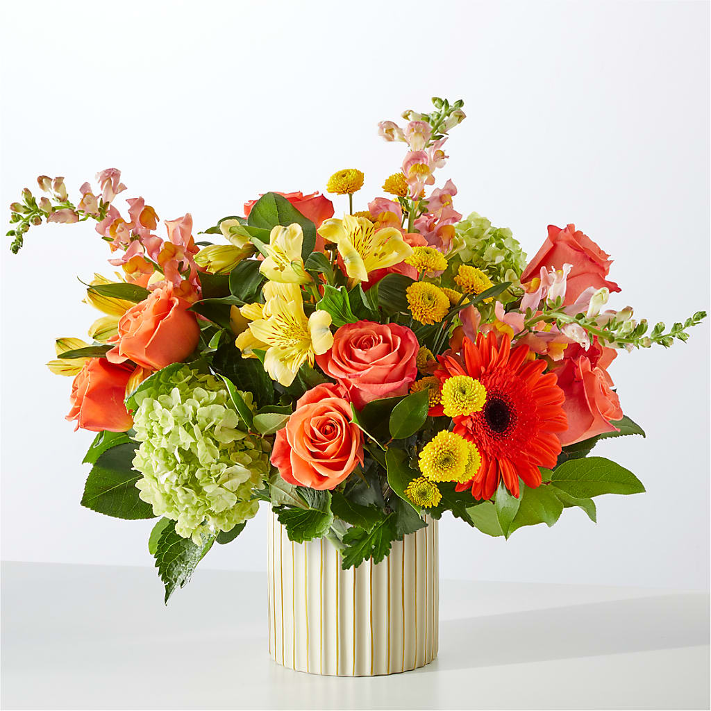 Autumn Sunshine Bouquet with Ivory Vase –  Village Bloom Florist, Folsom LA