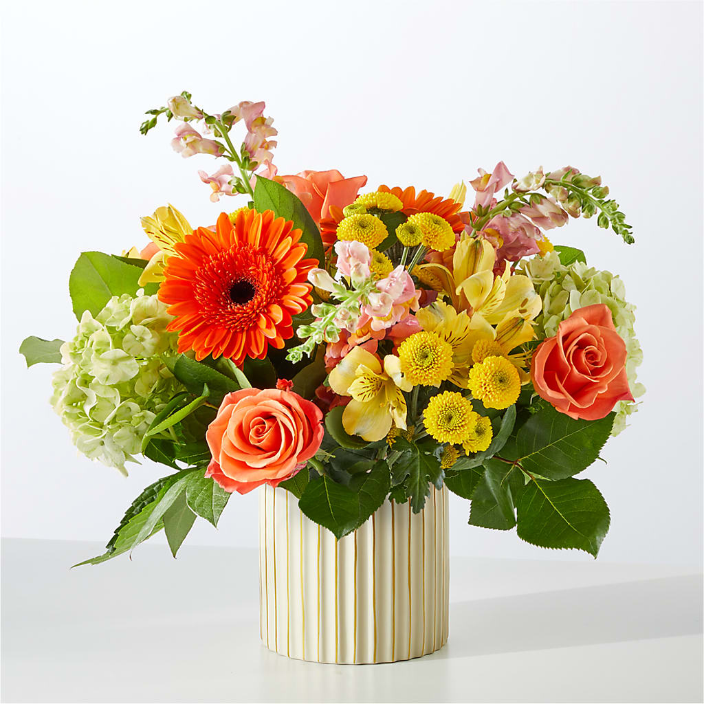 Autumn Sunshine Bouquet with Ivory Vase –  Village Bloom Florist, Folsom LA