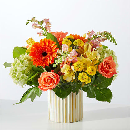 Autumn Sunshine Bouquet with Ivory Vase –  Village Bloom Florist, Folsom LA