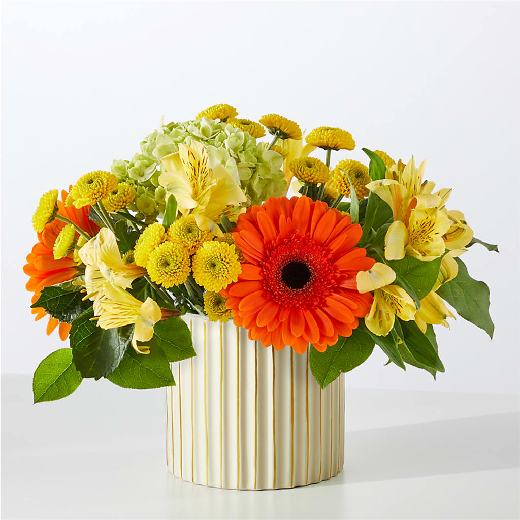 Autumn Sunshine Bouquet with Ivory Vase –  Village Bloom Florist, Folsom LA