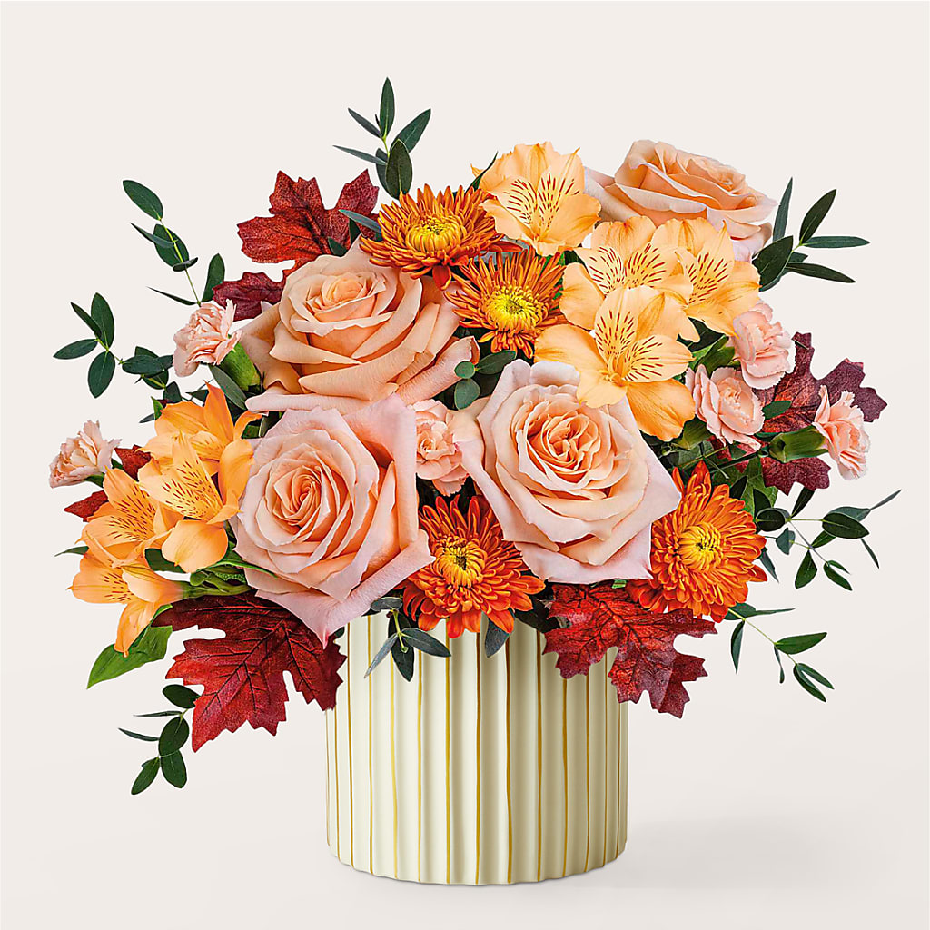 Spiced Latte Bouquet with Ivory Vase –  Village Bloom Florist, Folsom LA