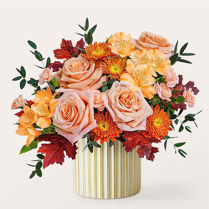 Spiced Latte Bouquet with Ivory Vase –  Village Bloom Florist, Folsom LA