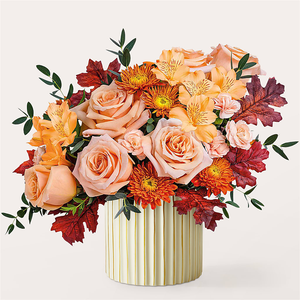 Spiced Latte Bouquet with Ivory Vase –  Village Bloom Florist, Folsom LA