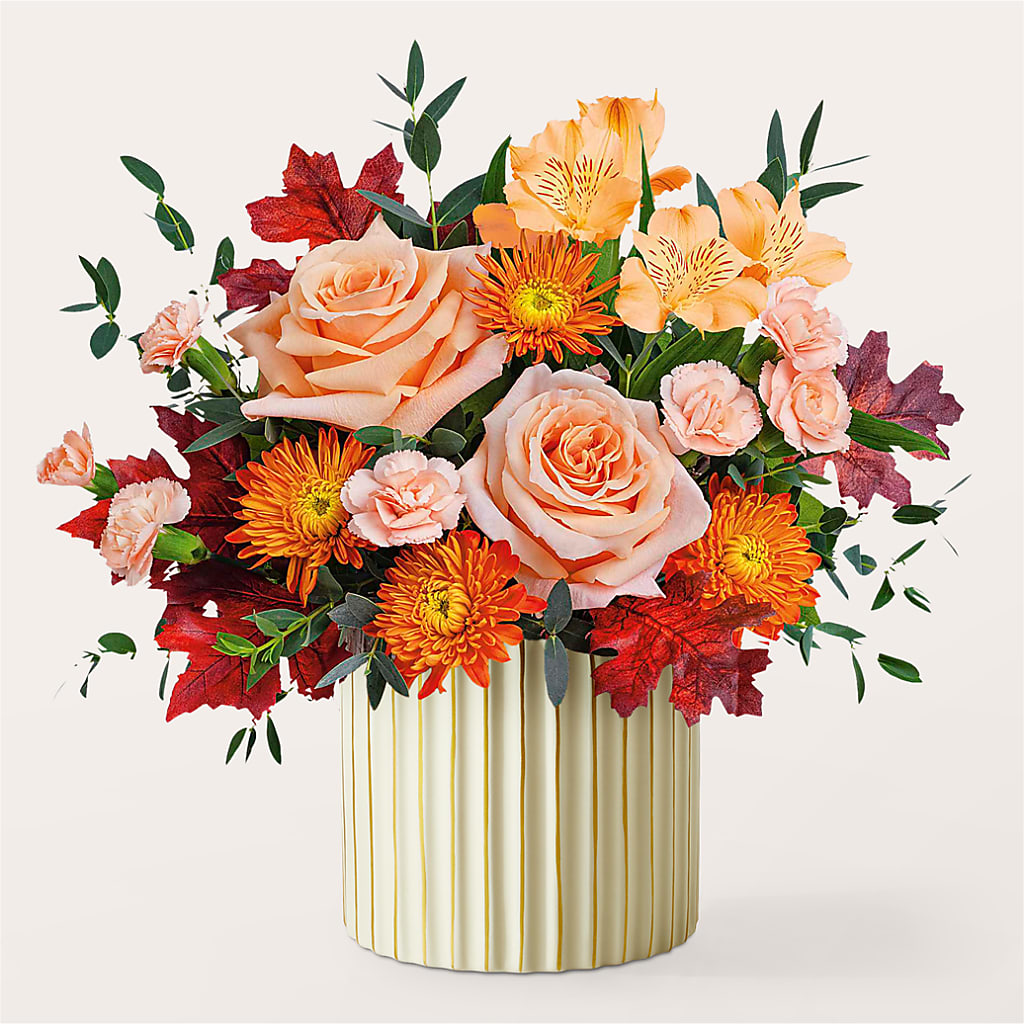 Spiced Latte Bouquet with Ivory Vase –  Village Bloom Florist, Folsom LA