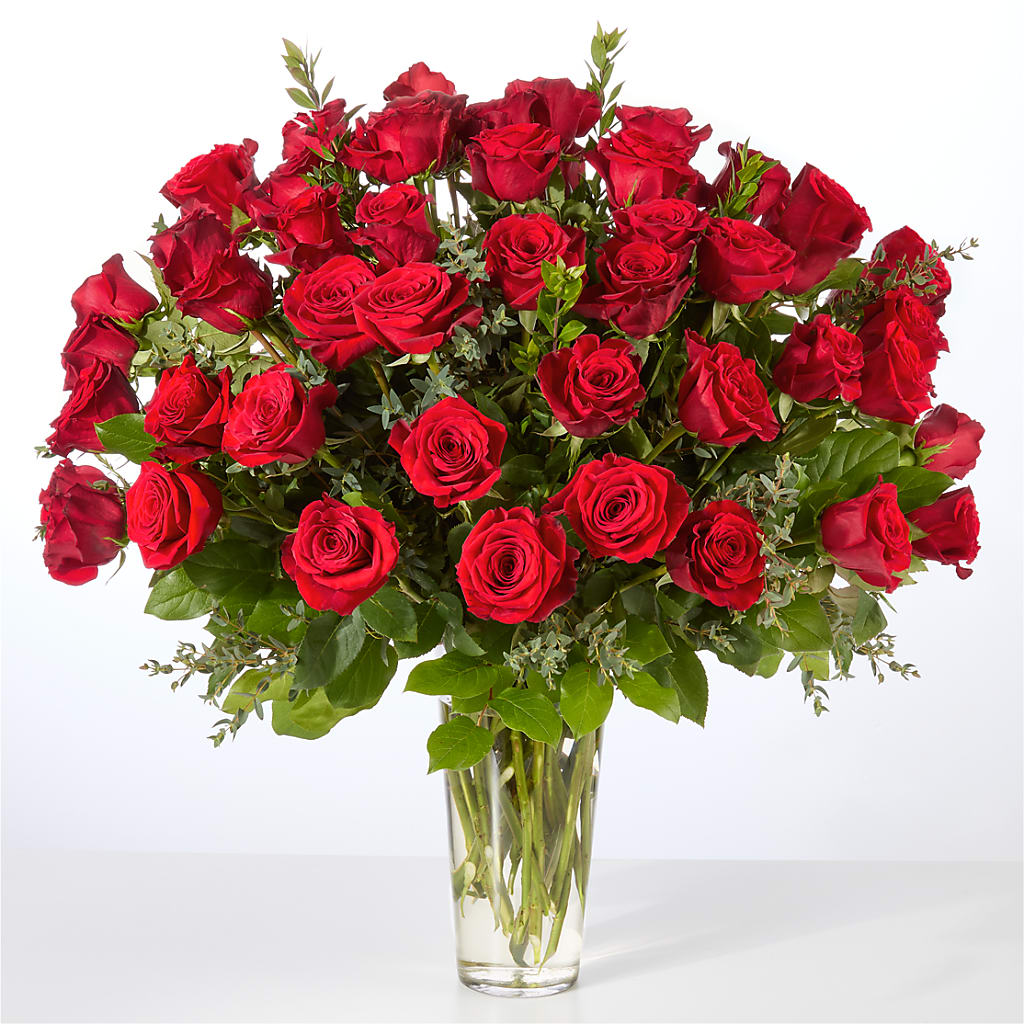 Forever Yours Fifty Stem Red Rose Bouquet –  Village Bloom Florist, Folsom LA